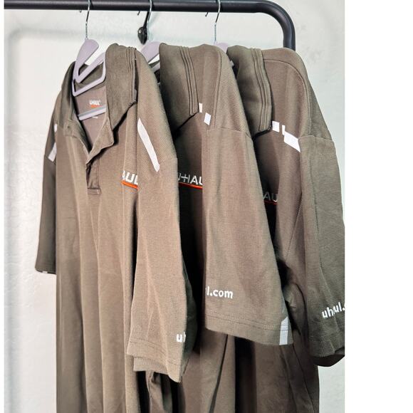 U-Haul LOT OF 3 Polo Shirt Employee Uniform WorkWear Brown Reflective Golf  XL - Picture 1 of 4